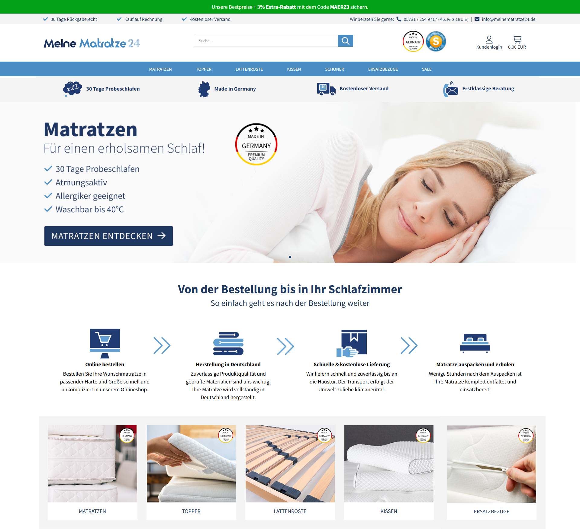 Screenshot: MeineMatratze24